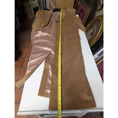 Andre Lanzino  R44 Wool Cashmere Long Coat Camel Brown Lined L/XL