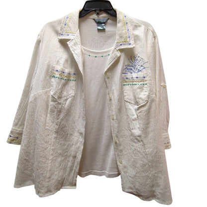 Koret Woman Set Embroidered Jacket Tank 1X Coastal Granny Grandmillennial