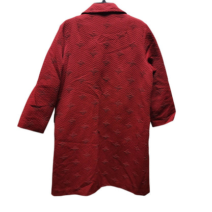 Vintage Roberta Lee LargeXL Burgundy Coat Polyester Textured Button Long Sleeve