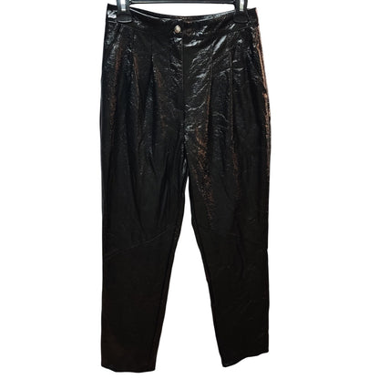 Topshop Black Faux shimmery Leather Pants High-Waisted Trousers Chic Edgy Style