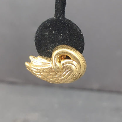 Vintage Gold Tone Swan Bird Motif Statement Clip On Earrings Mid Century Retro