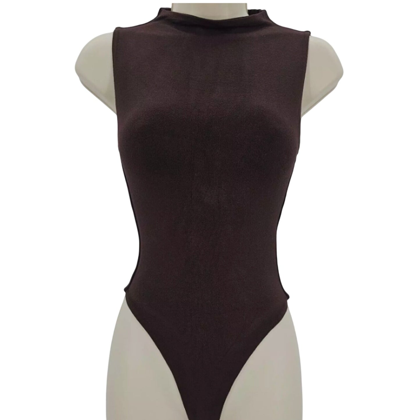 Naked Wardrobe Womans size medium Sleeveless Sculpt Bodysuit Dark Chocolate NEW