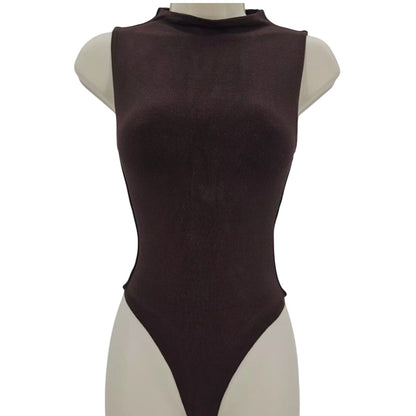 Naked Wardrobe Womans size medium Sleeveless Sculpt Bodysuit Dark Chocolate NEW