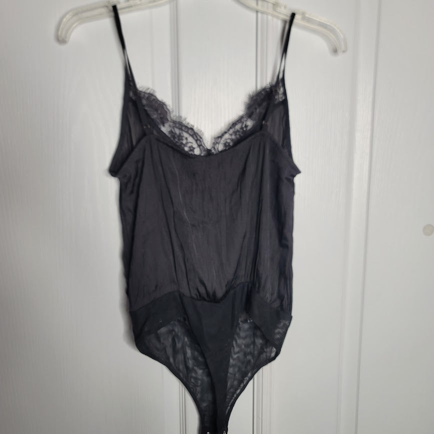 Socialite Bodysuit Black Size Small NEW thong lace trim intimates