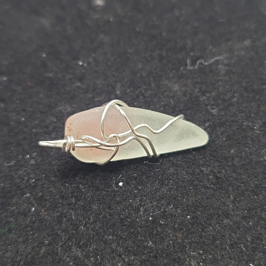 Handmade in the Caribbean SEA GLASS PENDANT silver metal wrapped