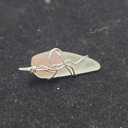 Handmade in the Caribbean SEA GLASS PENDANT silver metal wrapped
