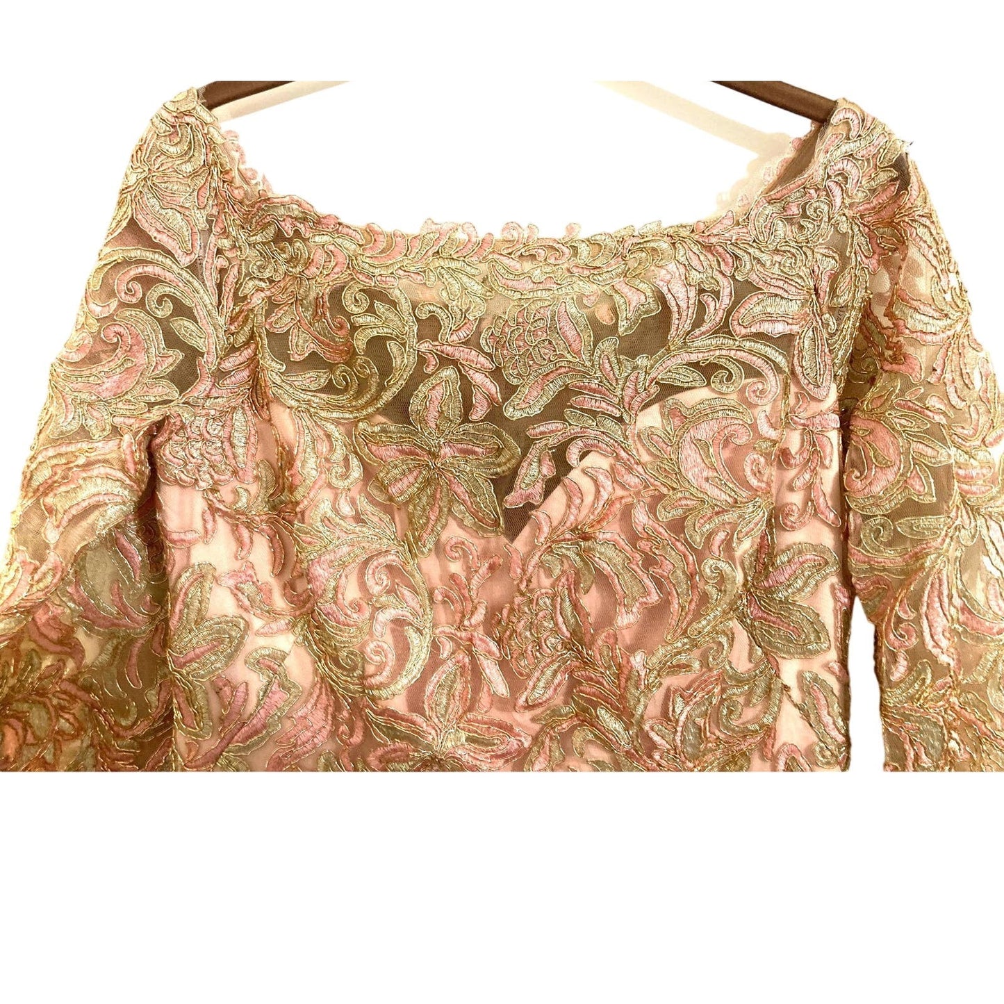 Tadashi Shoji Curie Off Shoulder Sparkly Metallic Dress Sz 8 in Petal Pink NWT