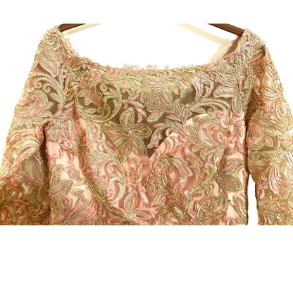 Tadashi Shoji Curie Off Shoulder Sparkly Metallic Dress Sz 8 in Petal Pink NWT