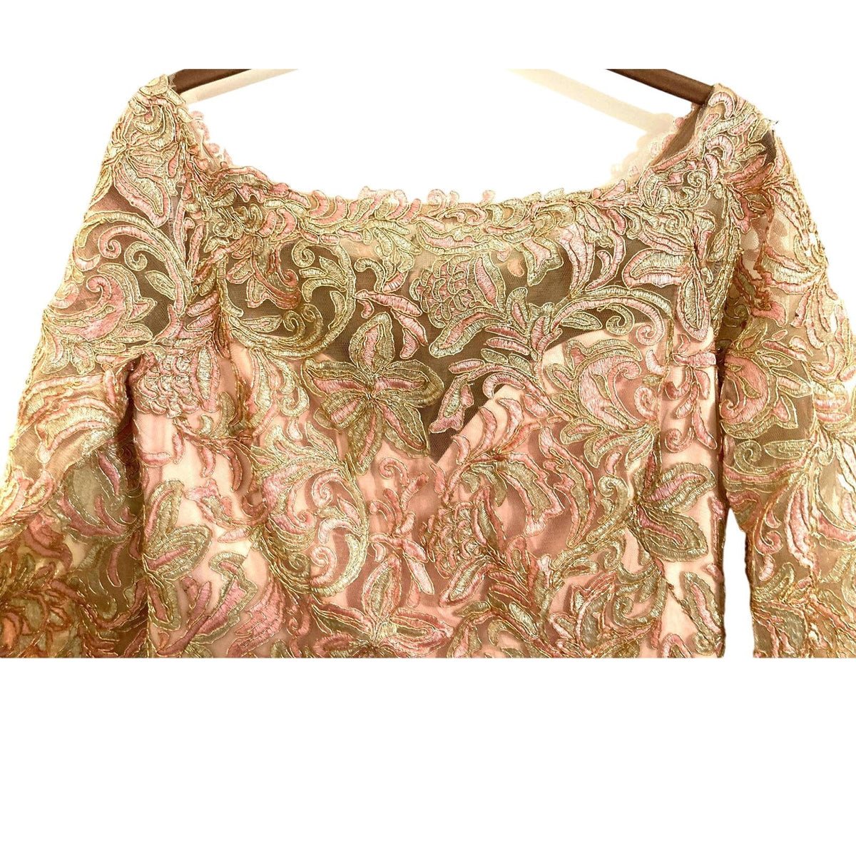 Tadashi Shoji Curie Off Shoulder Sparkly Metallic Dress Sz 8 in Petal Pink NWT