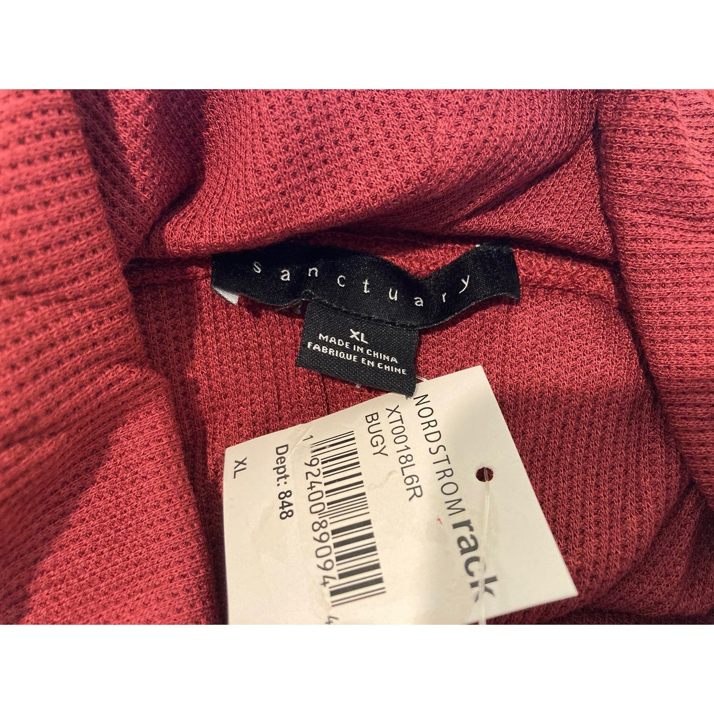 Sanctuary Cowl Neck Stretchy High Low Top Sz XL/Extra Large in Burgundy NWT