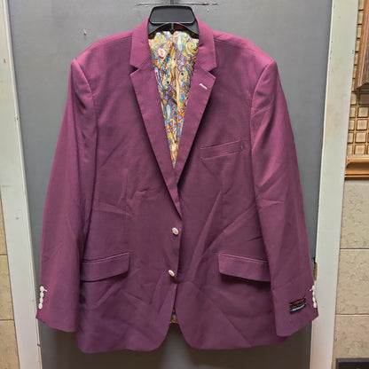 Linea Uomo 48 Long Plum Purple Blazer Sport Coat Paisley Lining Stretch