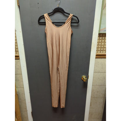 Vintage Metallic Champagne Gold Spandex Unitard Catsuit Ballet Dancewear Small