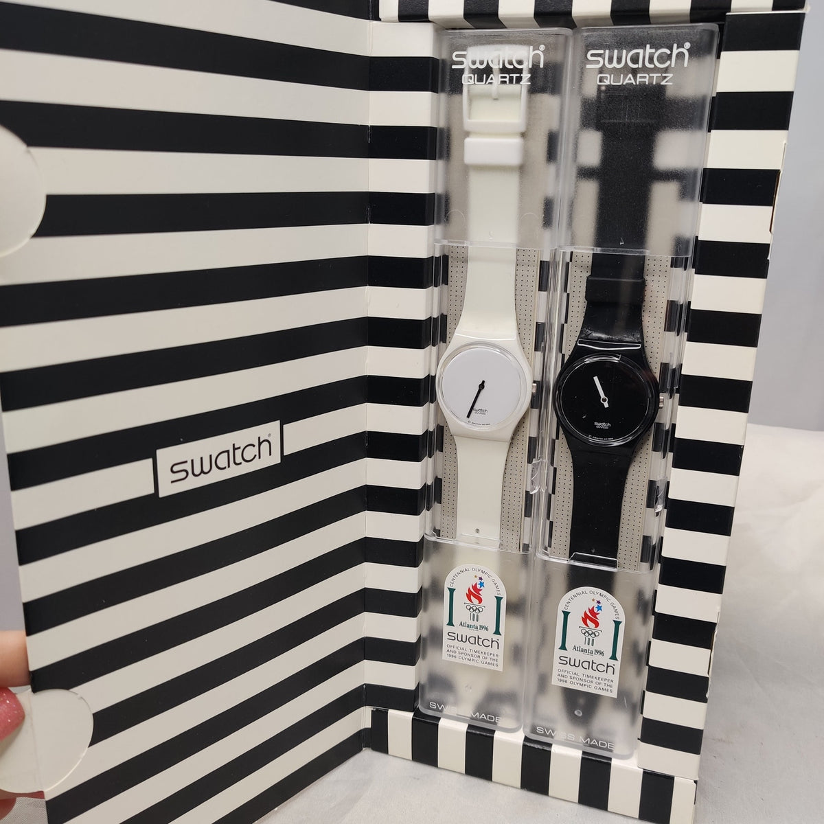 Swatch Vintage UNOPENED UNWORN Pair Black White GZS10 1995 Mint Condition