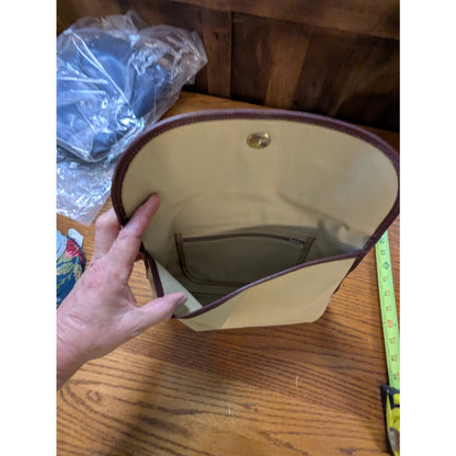 Vintage Hartman Canvas & Leather Trim Envelope Clutch Cosmetic Bag