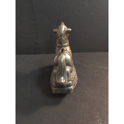 Vintage Metal Rocking Horse Figurine Piggy Bank Missing Stopper