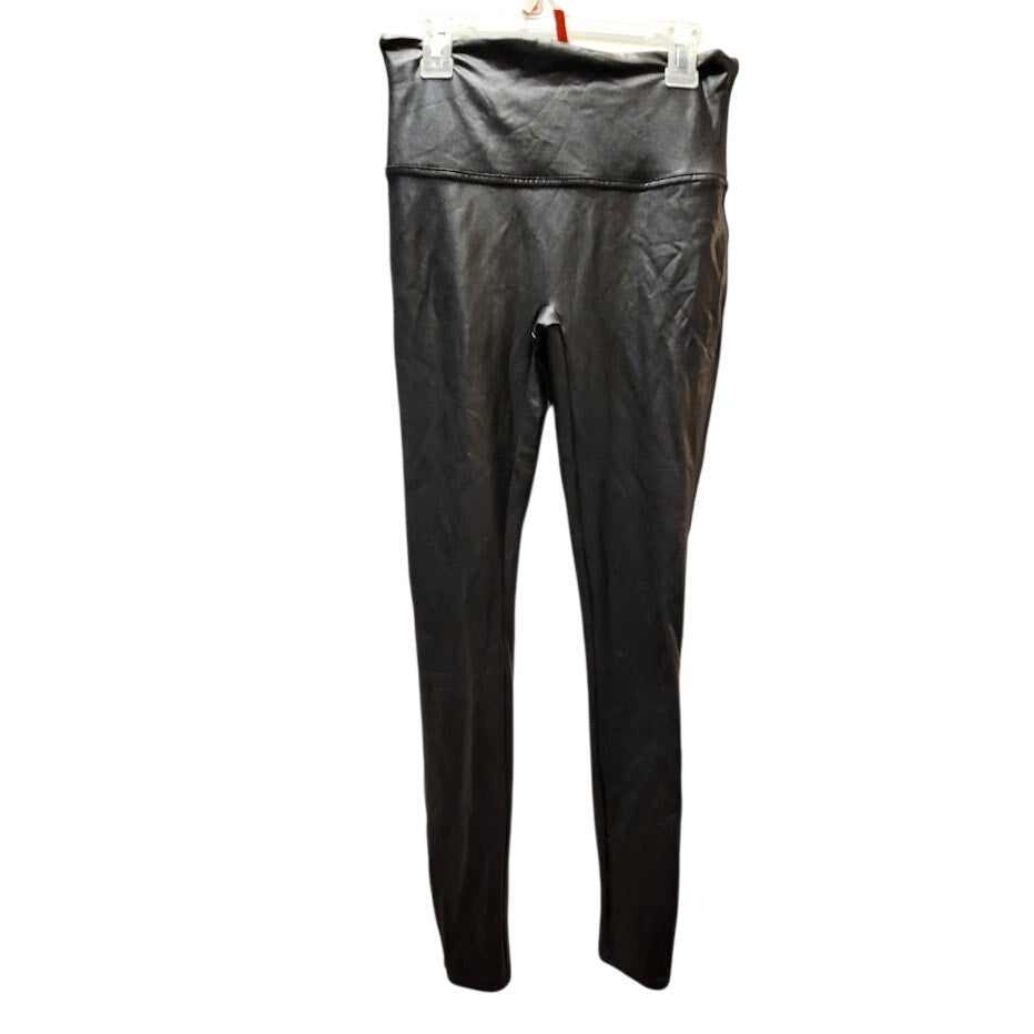Spanx Faux Leather Leggings Black Medium High Rise Moto Chic Edgy