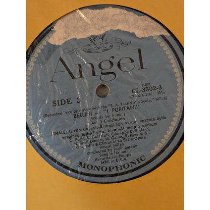Vintage Bellini I Puritani Callas Di Stefano Angel CL-3502 Mono 3-LP Box Set