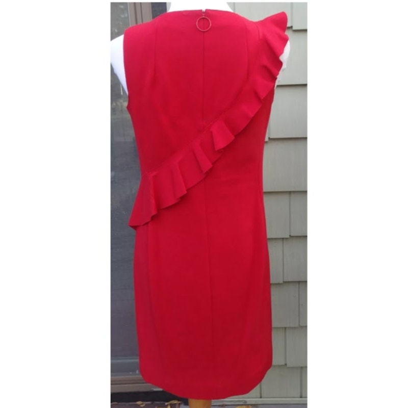 Akris Punto Jersey Sleeveless Ruffle Dress Size 6 US in Red NWT