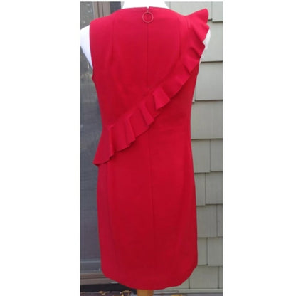 Akris Punto Jersey Sleeveless Ruffle Dress Size 6 US in Red NWT
