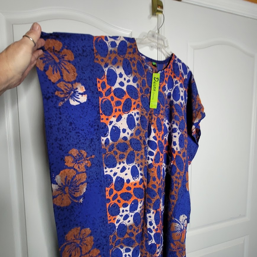 Womens House Dress ONE SIZE fits most Kaftan Beach CoverUp Cotton Colorful NEW