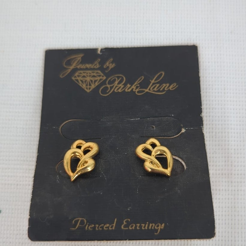 Park Lane Gold Tone Double Heart Petite Stud Earrings Minimalist Wedding