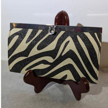 Zebra Print Frame Clutch Wallet Organizer Red Interior Vintage Y2K Pop Glam Punk