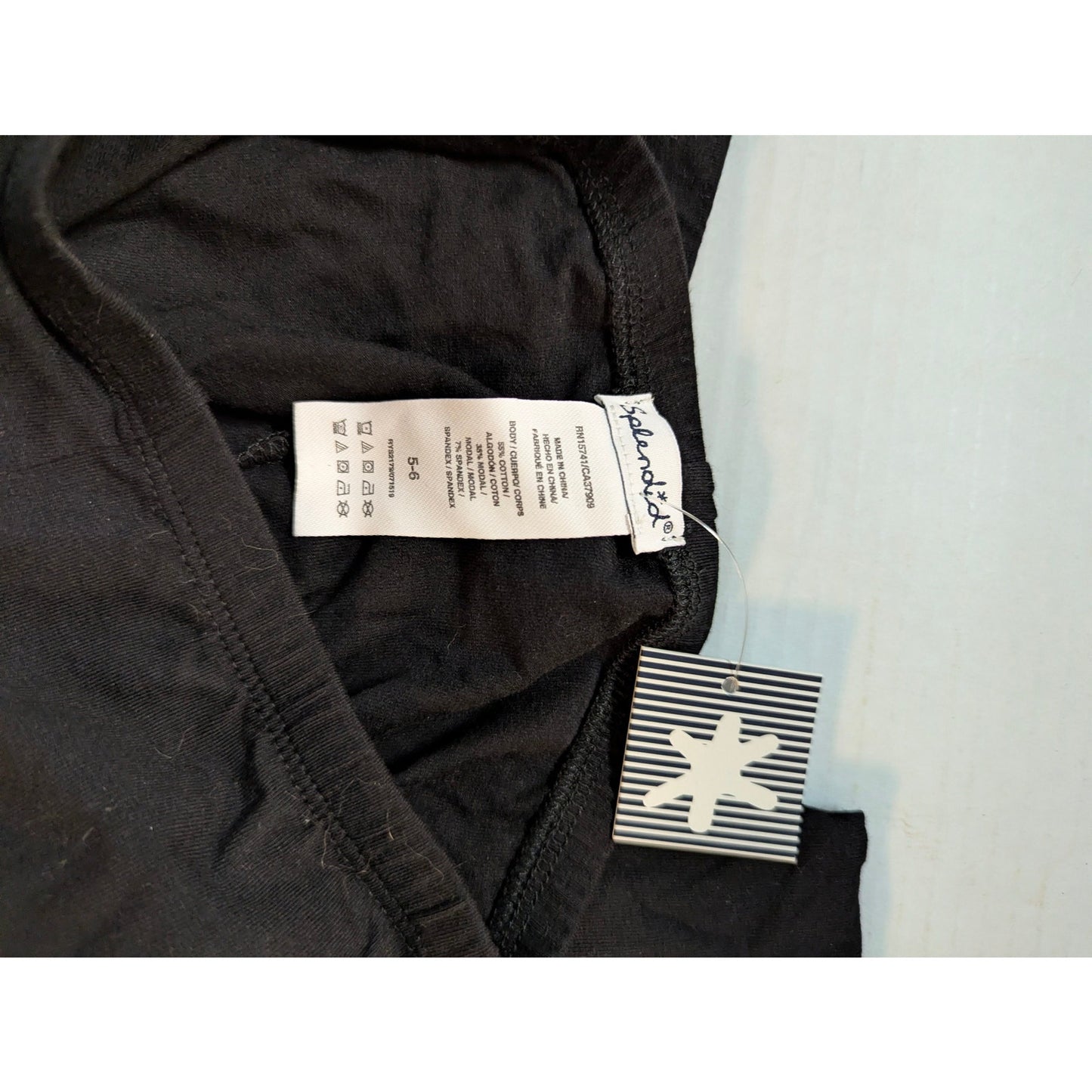 Splendid Girls Black Stretch Cotton Modal Ribbed Knit Leggings Size 5-6 NWT