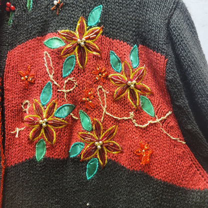 White Stag Womens Size 16W Christmas Cardinal Long Sleeve Sweater button up