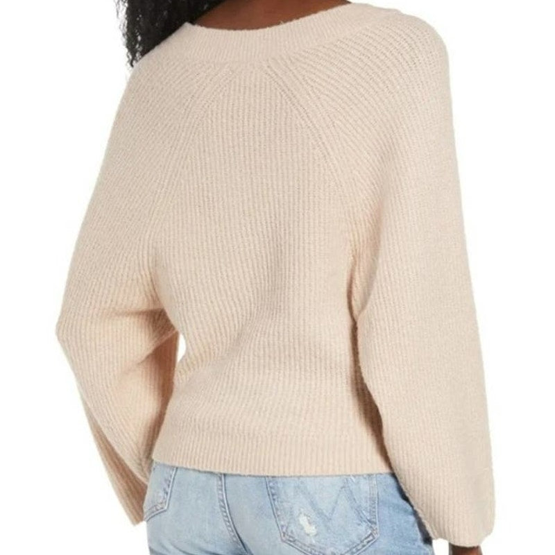 Leith V-Neck Pullover Rib Knit Dolman Sleeve Sweater Size 1X in Tan Memoir NWT