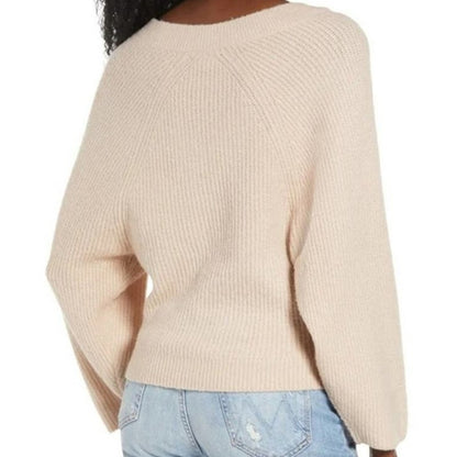 Leith V-Neck Pullover Rib Knit Dolman Sleeve Sweater Size 1X in Tan Memoir NWT