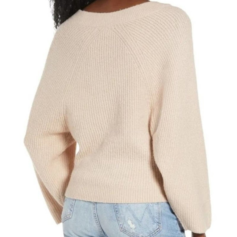 Leith V-Neck Pullover Rib Knit Dolman Sleeve Sweater Size 1X in Tan Memoir NWT