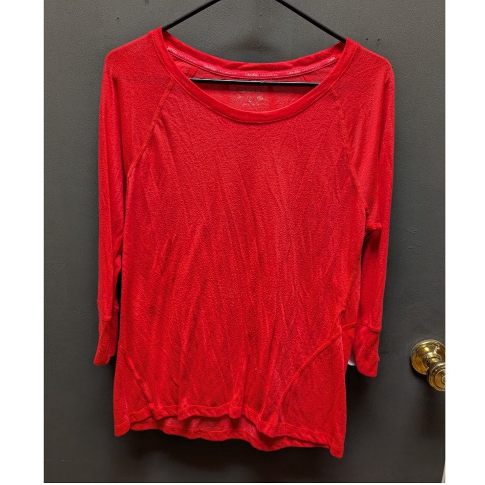 Calvin Klein Red scoop neck Size Small lightweight blouse top shirt NEW casual