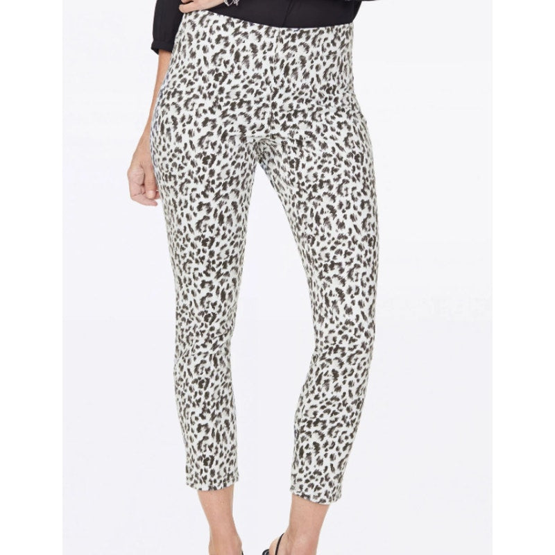 NYDJ Leopard Print Split Ankle Stretch Pants Size 2 womens Jeans Pull On