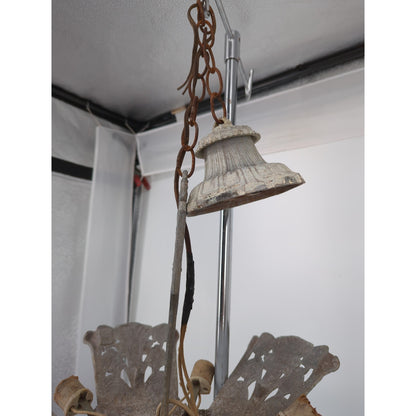 1930s Art Deco Slip Shade 5 Light Chandelier Fixture Restoration Project