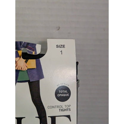 HUE black opaque control top tights size 1 Medium/Large