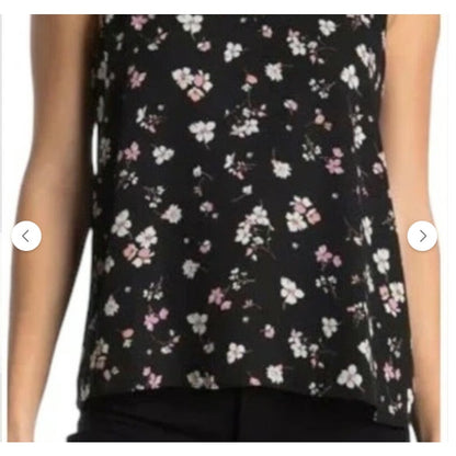 Abound Size XL womens blouse sleeveless casual summer NWT Black Floral tank top