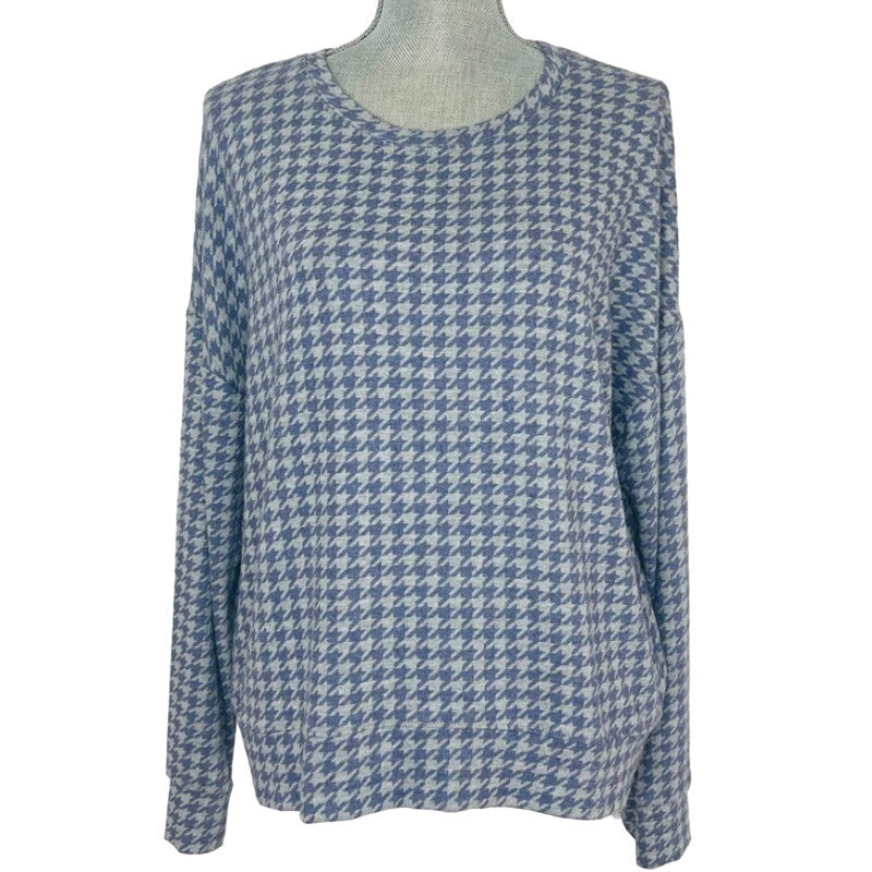 NWT Sundry Houndstooth Check Pullover Soft Sweater Top Size 4 in Sapphire