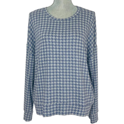 NWT Sundry Houndstooth Check Pullover Soft Sweater Top Size 4 in Sapphire