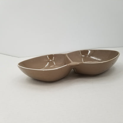 Winfield Desert Dawn Brown / Cream Handcrafted china MCM DOUBLE SERVING DISH
