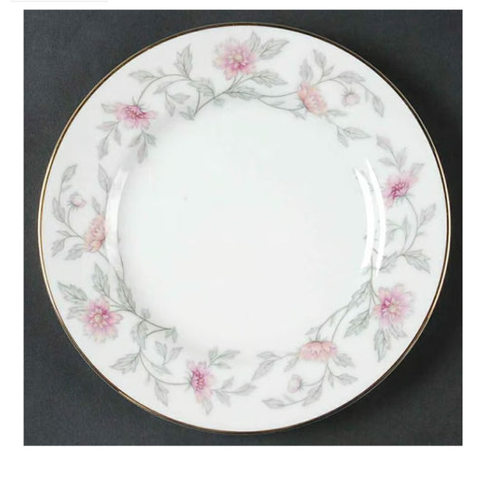 Bread & Butter Plate Shalimar by Valmont Pink Flower gray Stems 6 1/2"