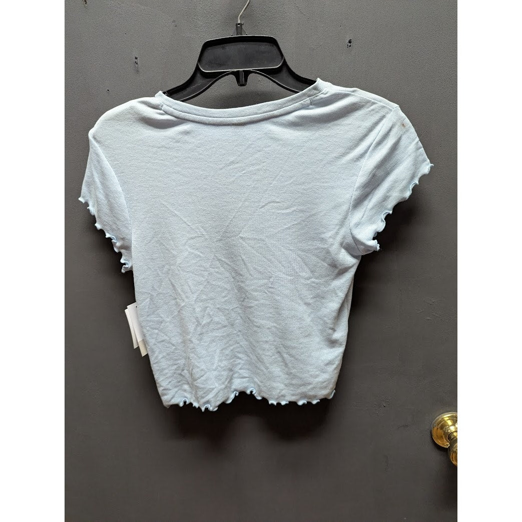 BP. Women's Blue Cashmere Angel Lettuce Edge Crop Top NWT Size Medium