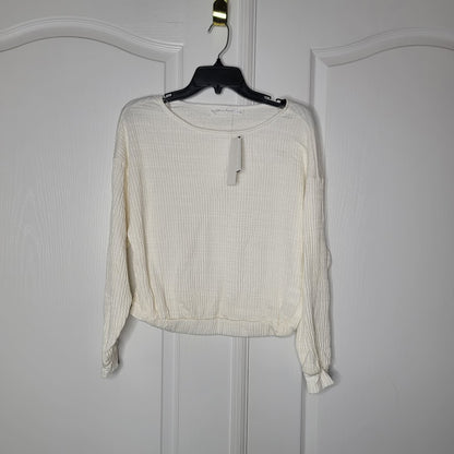 NEW All in favor SMALL Ivory White Long Sleeve Ribbed top Blouse Shirt Casual