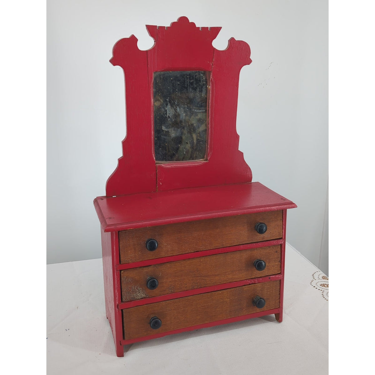 Charming 11" Tall Vintage Salesman Sample Miniature Dresser-Top Chest of Drawers
