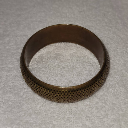 Vintage Brass metal wide bangle bracelet 1970s boho festival OPEN HOLE Weave