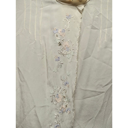 Lloyd Williams Vintage Silk Cream Blouse Floral Embroidered Romantic Cottage 6