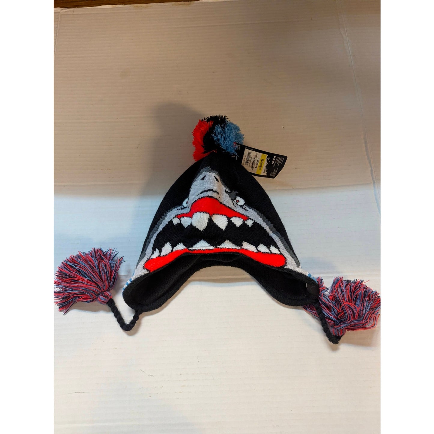 Under Armour Kids Shark Knit Winter Beanie Hat Fleece Lined Earflaps Pom