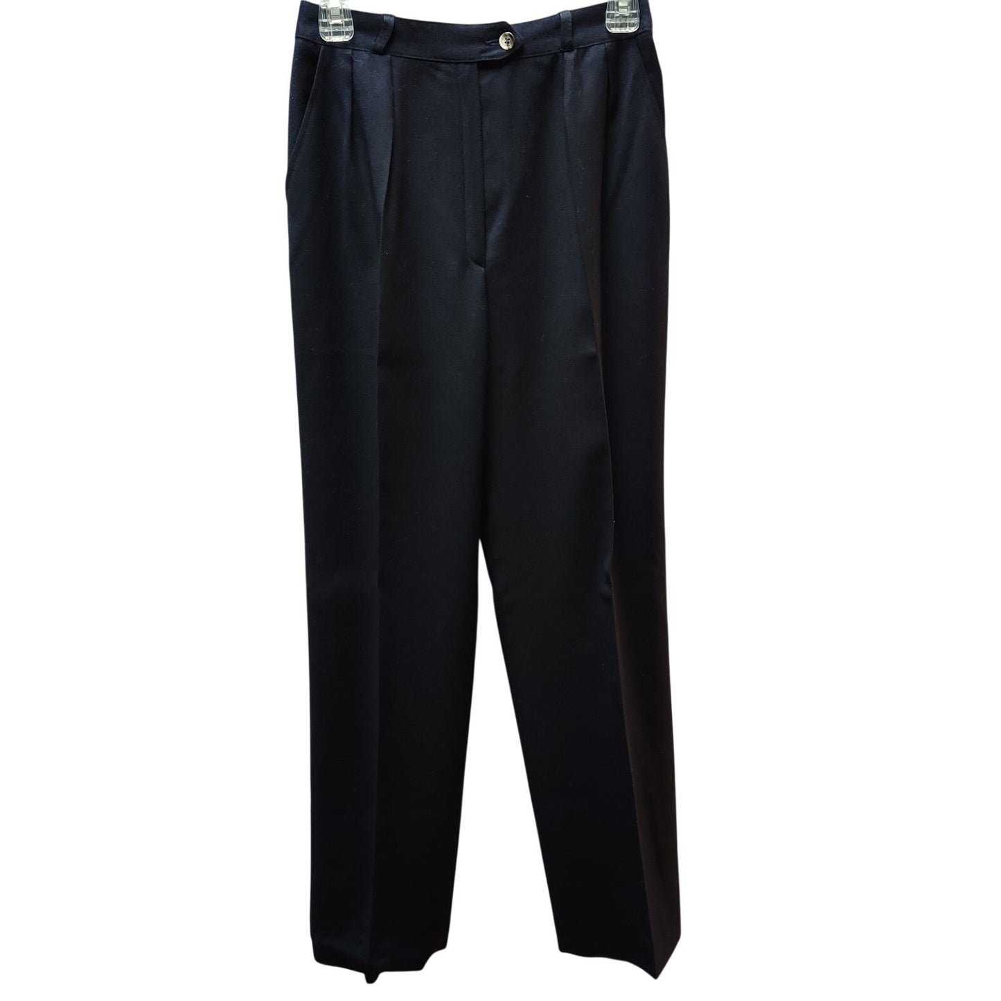 Harve Benard Pleated Trousers Womens 8 High Waist Tapered Navy Blue Dry Clean