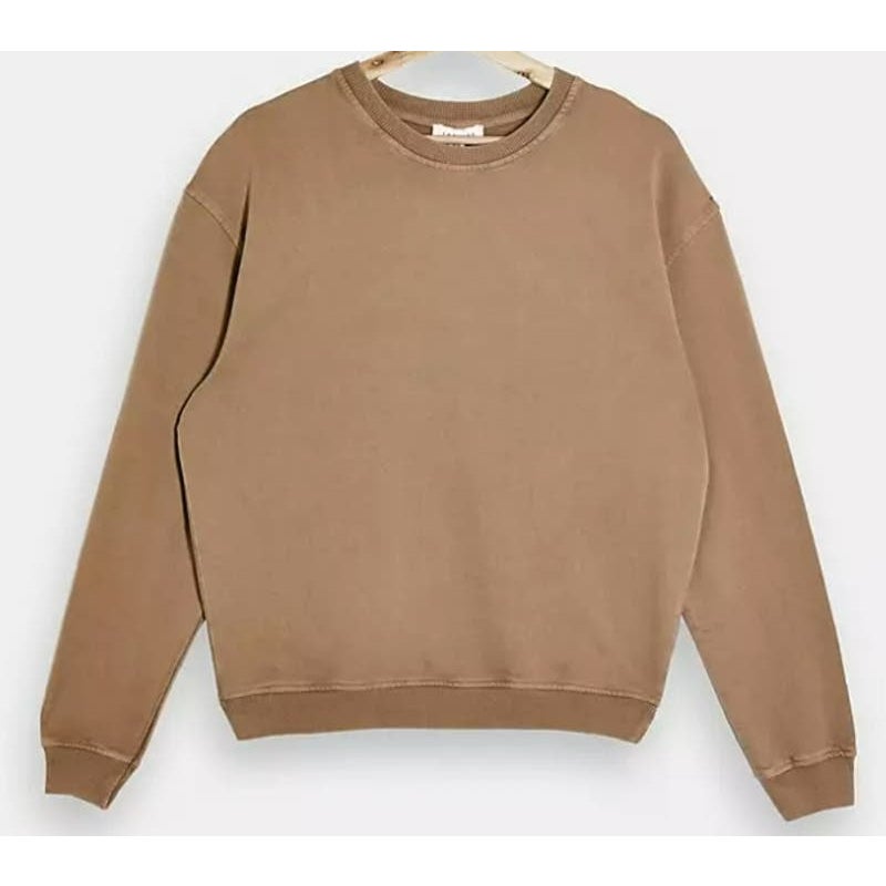 Topshop Acid Washed Long Sleeve Crew Neck Sweatshirt Size 8-10 US in Camel NWT