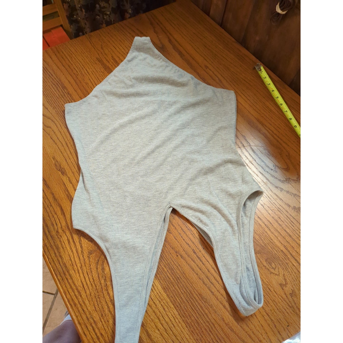 BP. NWT Grey Ribbed V-Neck Thong Bodysuit Small Minimalist Y2K Streetwear Basics