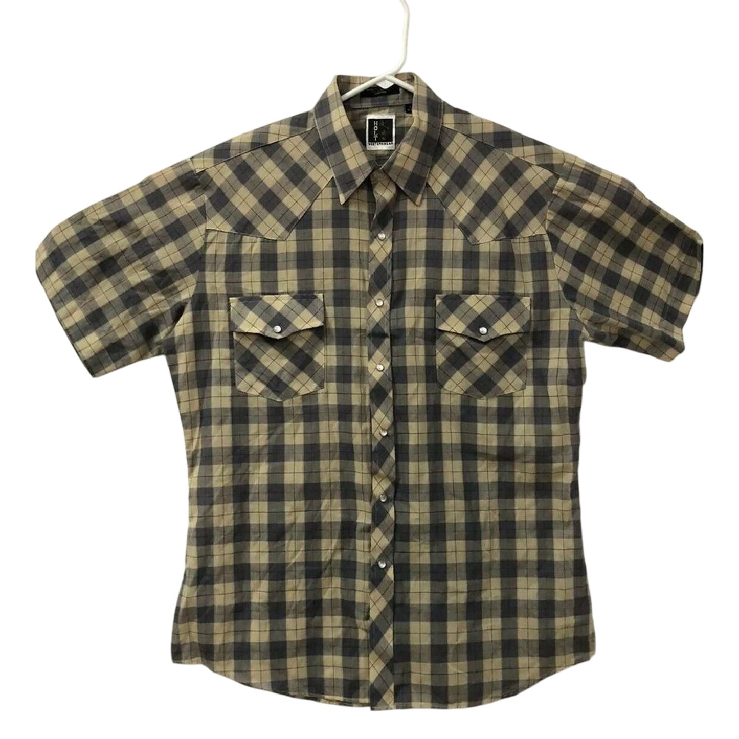 Holt Western Wear Shirt MEDIUM Pearl Snaps Rodeo Plaid Cowboy Vintage